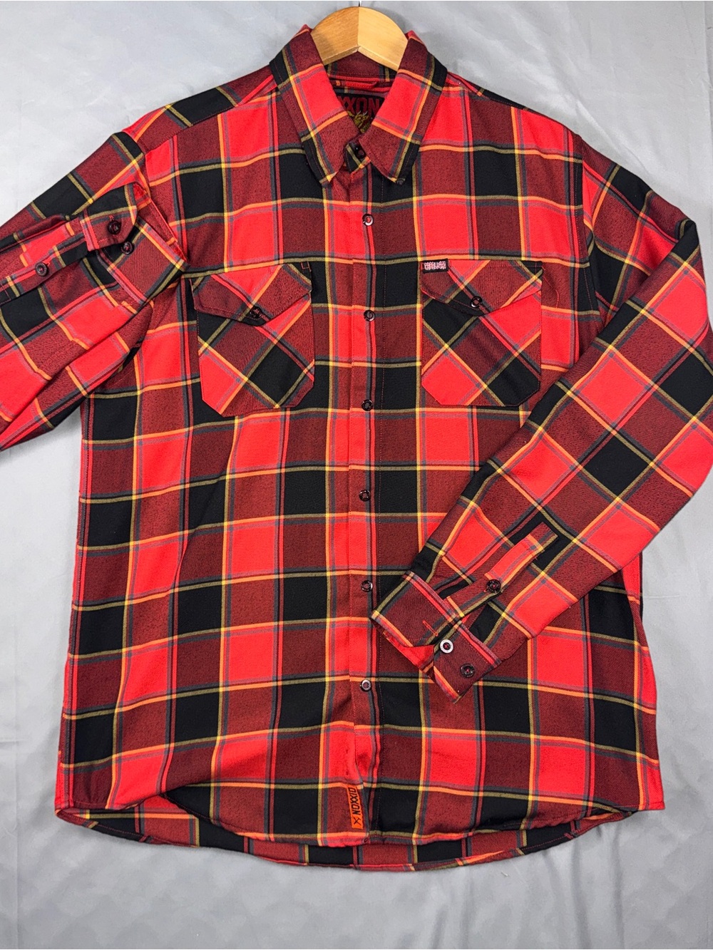 Dixxon Shirt Mens Large Red Flannel Snap Front Long Sleeve Casual Caballero